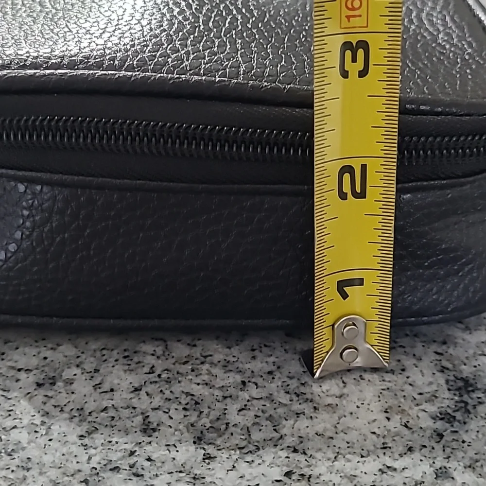 Furla Unisex Black Pebbled Leather Travel Zipper Cosmetics Case